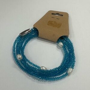 Vantel Pearls Aqua Bracelet with White Pearls